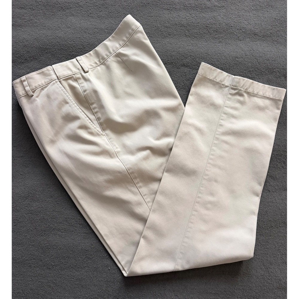 LL Bean Classic Fit Chino Pants Womens Khaki Straight Leg Cotton Twill Sz 12 EUC